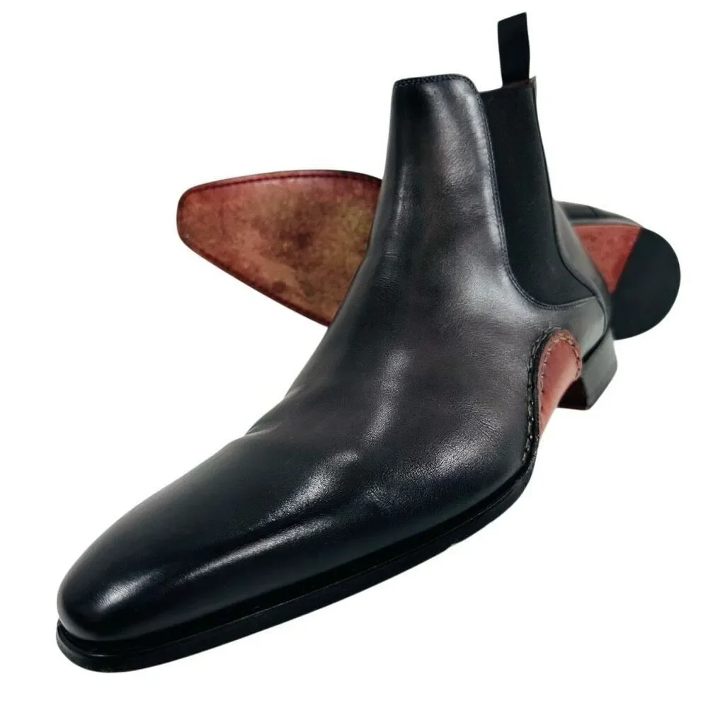Magnanni Nero Black Leather Chelsea Boots Men’s Size 10